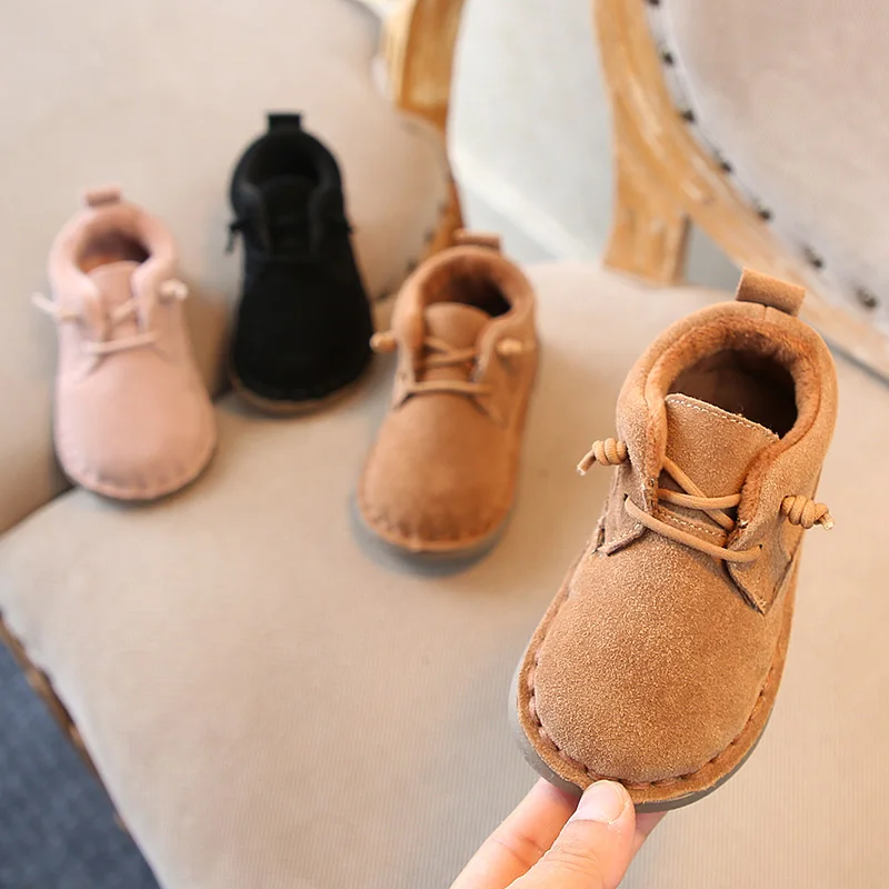 2018 новая зимняя детская обувь для мальчиков из натуральной кожи и хлопка девочек