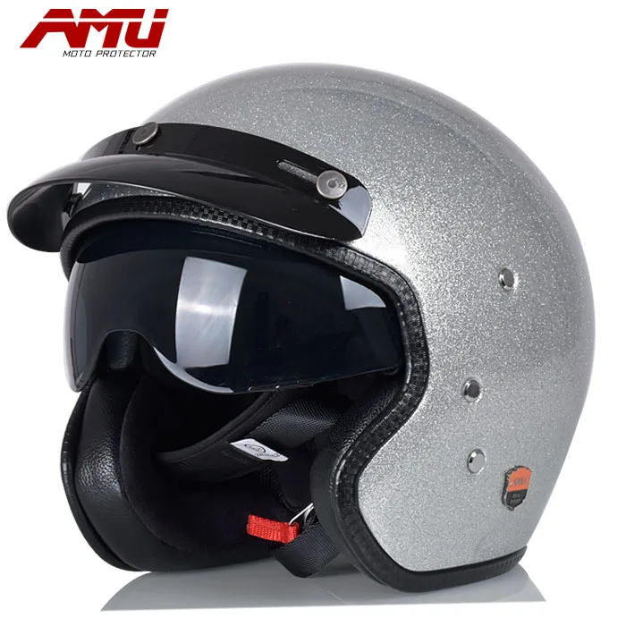 6 AMU moto rcycle Ретро Винтажные шлемы стекловолокно chooper велосипедный шлем 3/4 Половина лица Мото шлем - Цвет: 6