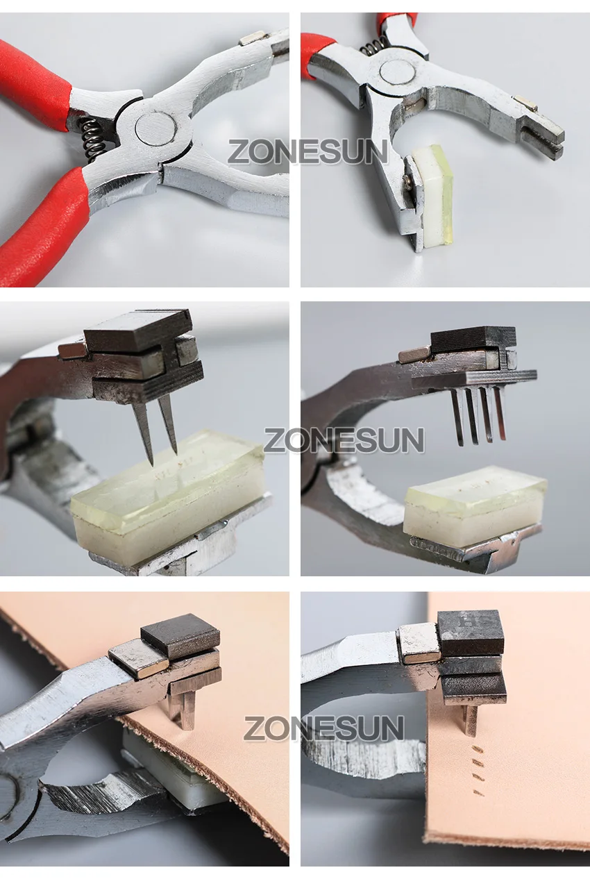 ZONESUN ручной инструмент для шитья кожи 2 мм 4 мм пробивая немой плоскогубцы