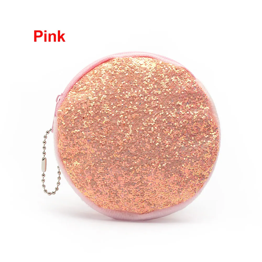B-Pink Черный классический круглый креативный милый блестящий кошелек для монет, блестящий Женский мини-кошелек для девушек, сумка для денег и ключей, вечерние сумочки-клатчи - Цвет: B-Pink