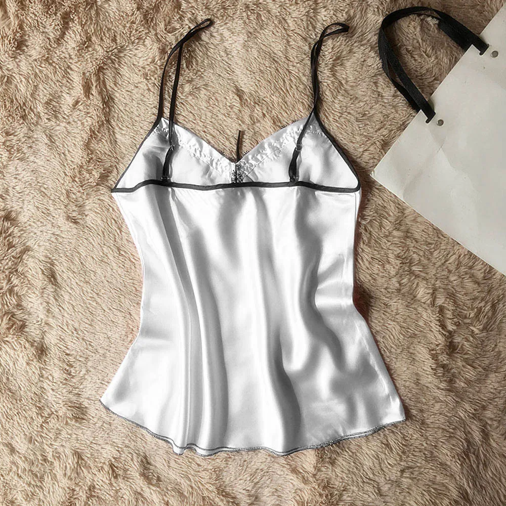 Женский пижамный комплект YOUYEDIAN Атласный топ без рукавов с кружевной открытой