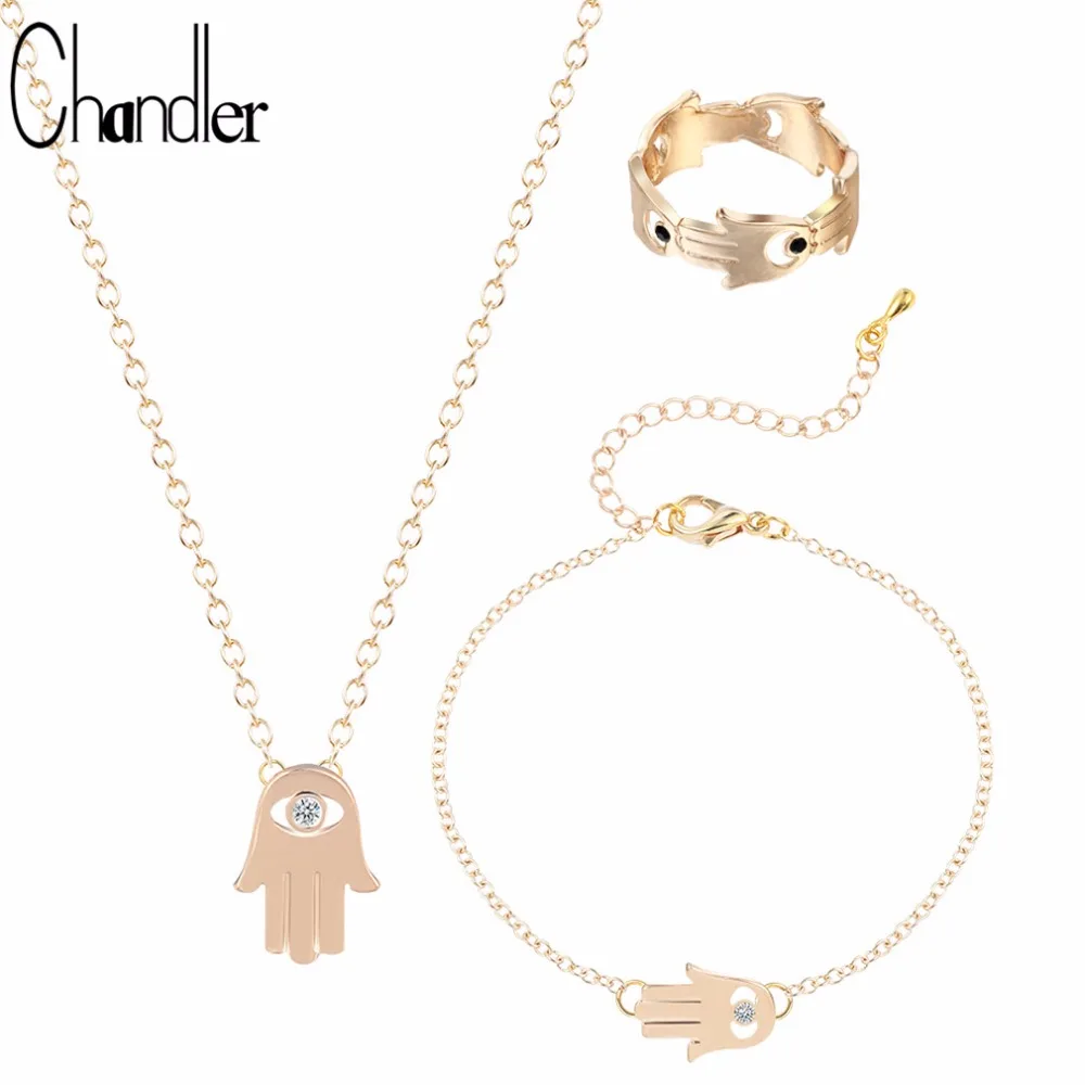 Chandler новинка Опаловая Fatima Hamsa ручной кулон ожерелья браслет и кольца с прозрачным