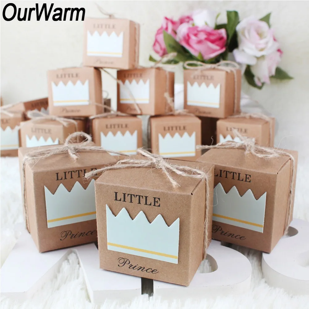 OurWarm 100/20 шт Baby Shower коробка конфет Маленький принц/Принцесса Корона из бумаги подарочная коробка на день рождения вечерние украшения Детские коробки