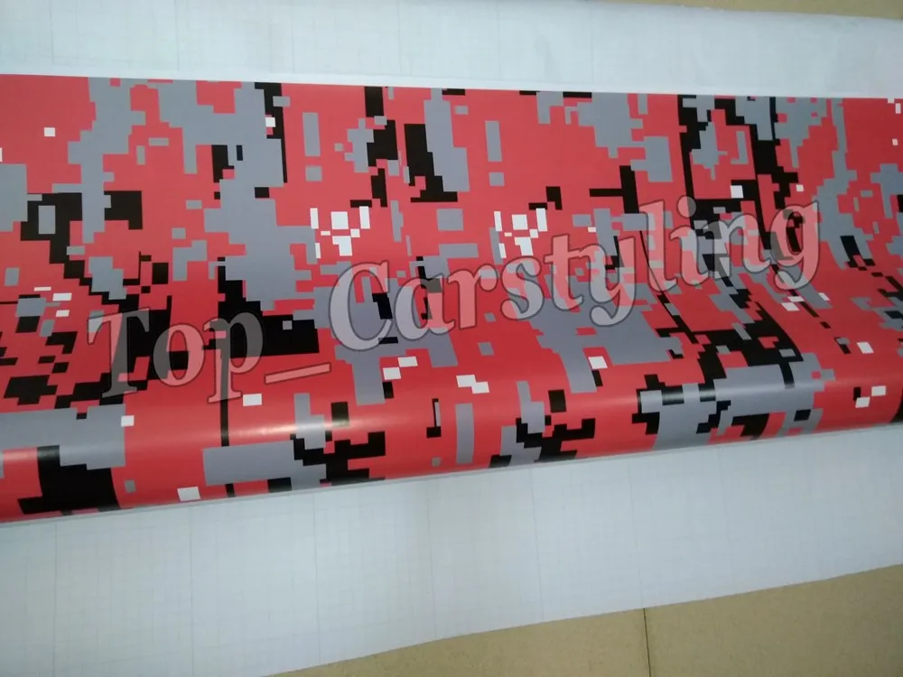 Виниловая пленка для автомобиля красная цифровая камуфляжная с принтом PIXEL Camo