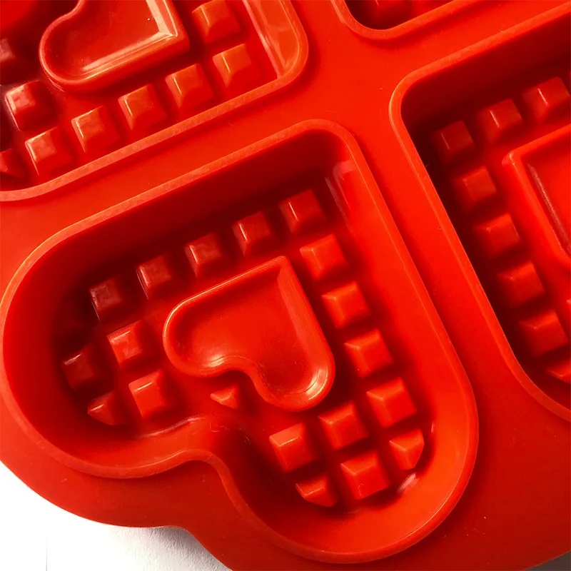 4 полости силиконовая форма для вафель не липкий Diy 3D в форме сердца конфеты