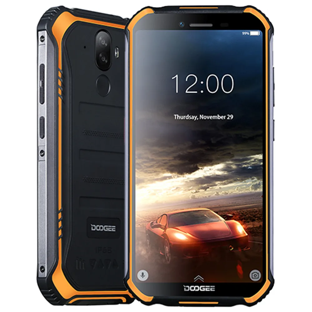 Fire Orange Doogee S40 Android 9,0 Pie сотовый телефон IP68 IP69K водонепроницаемый 5," 4650 мАч распознавание лица отпечаток пальца разблокировка 4G LTE NFC Смартфон - Цвет: Fire Orange