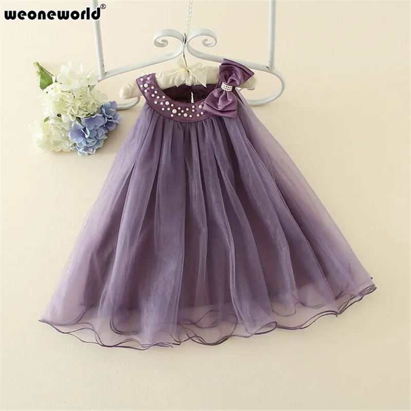 WEONEWORLD Bowknot Girl Dresses Lace Mesh Girls Summer Children's Clothing for Vestido Infant Clothes | Детская одежда и обувь