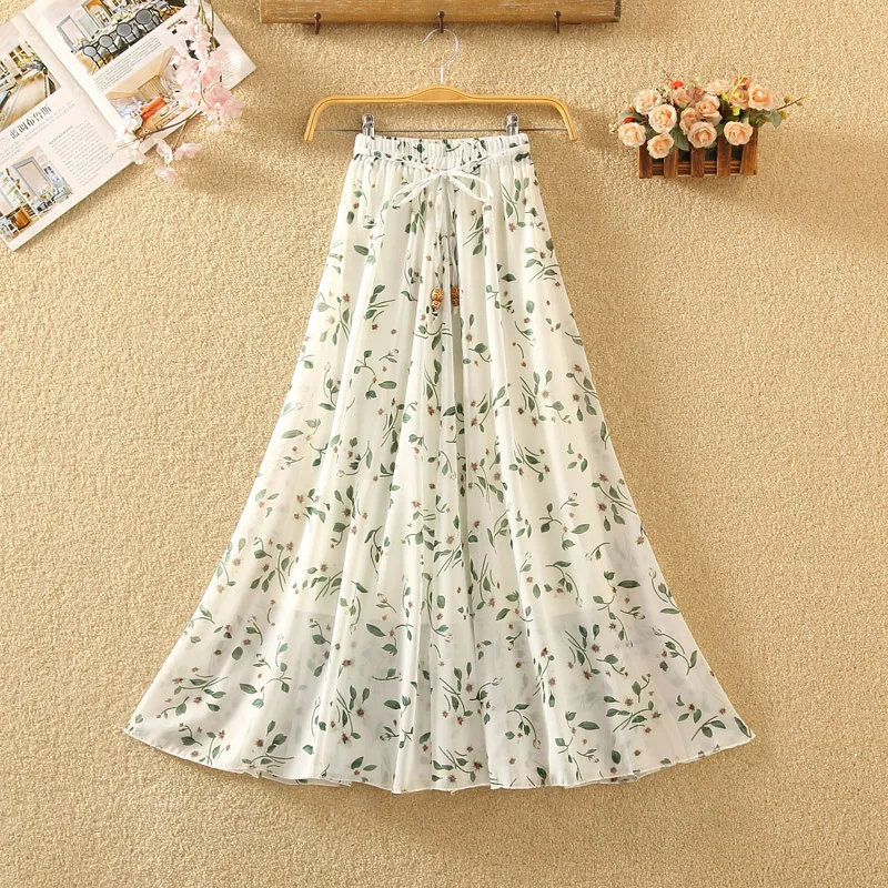 Женская длинная Плиссированная юбка элегантная шифоновая средней длины с