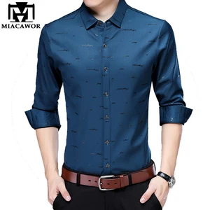 Мужская Повседневная рубашка MIACAWOR размера плюс 4XL, приталенная рубашка Camisa Masculina с длинным рукавом, Мужская осенняя одежда C528