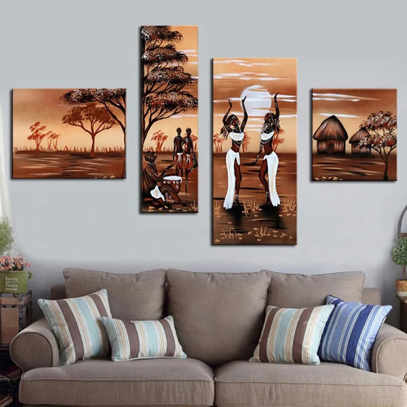 Домашний Декор стены Книги по искусству 4 Панель фотографии ручная роспись