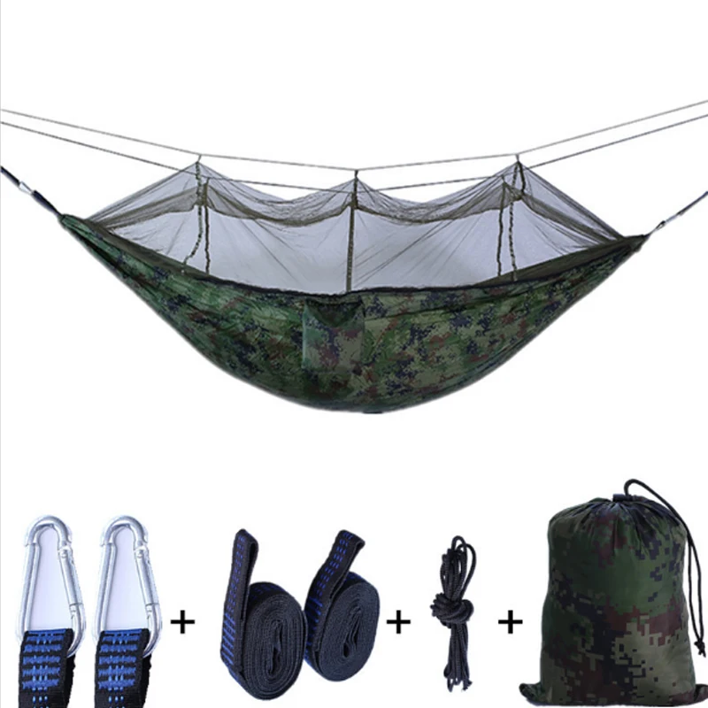 

Hot Sale Single Double Hammock Outdoor Mosquito Net Parachute Hammock Camping Hanging Sleeping Bed Swing Portable Double Chair