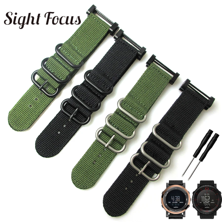

Sight Focus 24mm Nylon Watch strap For Suunto Essential Black Watchband Army Green Style Suunto Core Band Wristband Outdoor