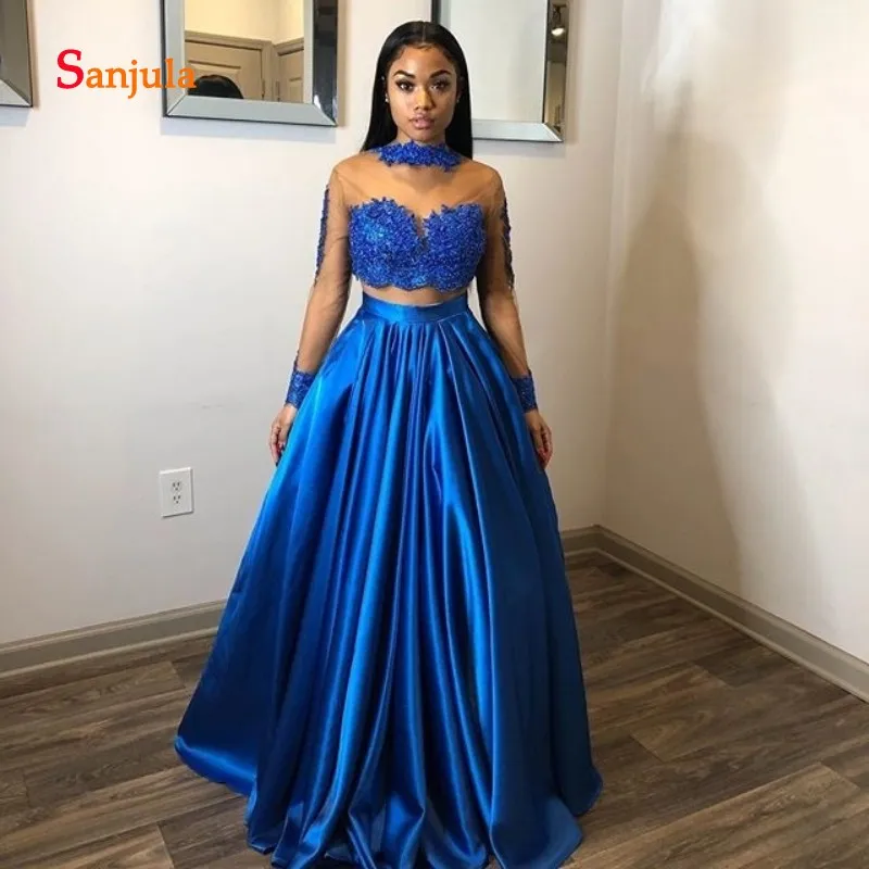 Черные платья для выпускного вечера из двух предметов девочек вечерние с