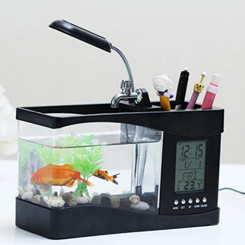 Домашний аквариум для аквариума Черный Белый USB или аккумулятор со светодиодной