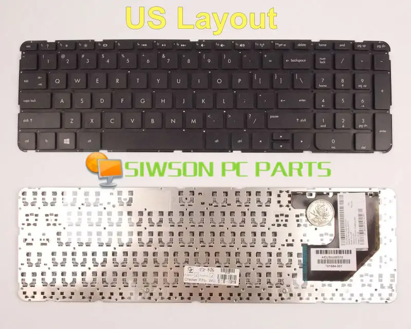 

New Keyboard US Version For HP Pavilion TouchSmart Sleekbook 15-b160er 15-b052sr 15-b054sr 15-B0120US Without Frame