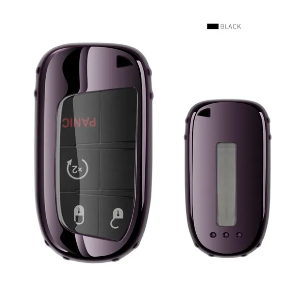 black shell Для Jeep Grand Cherokee Chrysler 300C Renegade Fiat Freemont мягкий чехол из ТПУ для автомобильных ключей, чехол для ключей, брелок для ключей - Название цвета: black shell