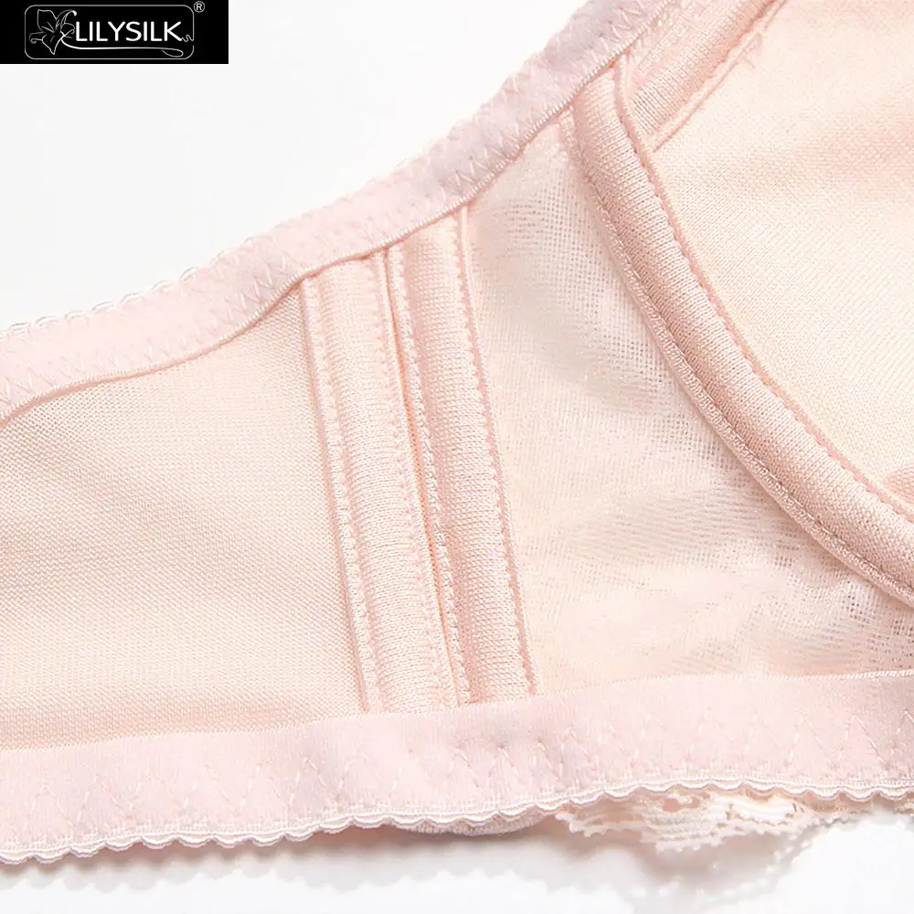 LilySilk Шелковое кружево Bralette сексуальное беспроводное бесплатная