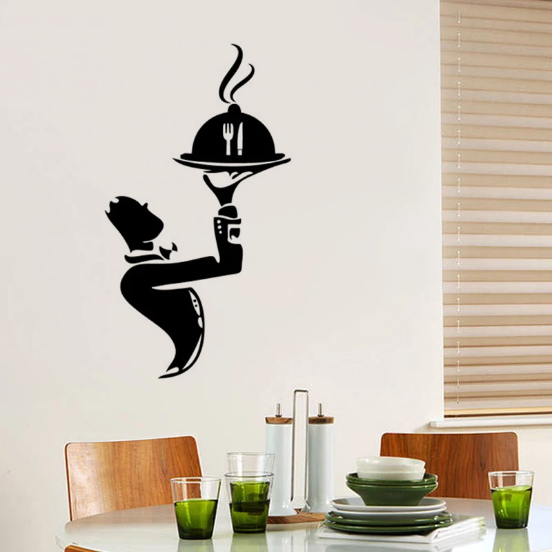 

Creative Menu & Waiter Restaurant Kitchen Wall Stickers Home Decor PVC waterproof Art wallpaper JG1132