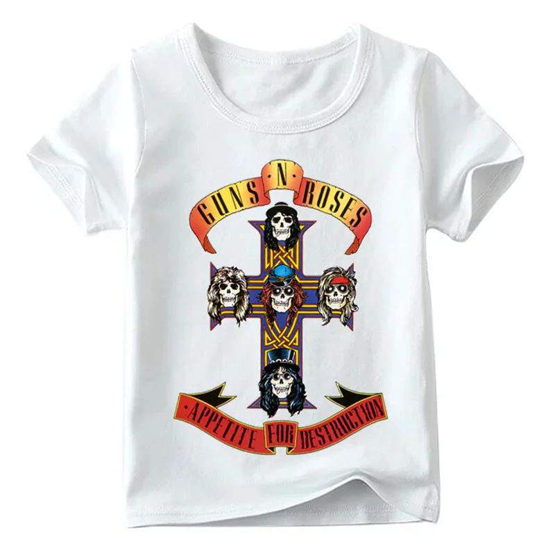 Детская футболка с принтом рок-группы Gun N Roses лето 2019 детские музыкальные Топы в