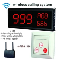 portable wall mounted caller 3 number display wireless calling system pager for restaurant cafe shop hospital
