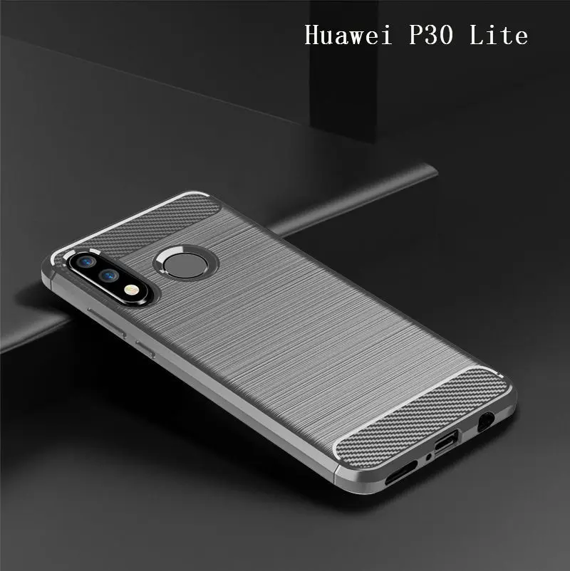 Чехол для Huawei P30 Lite матовый Мягкий силиконовый чехол из углеродного волокна ТПУ с
