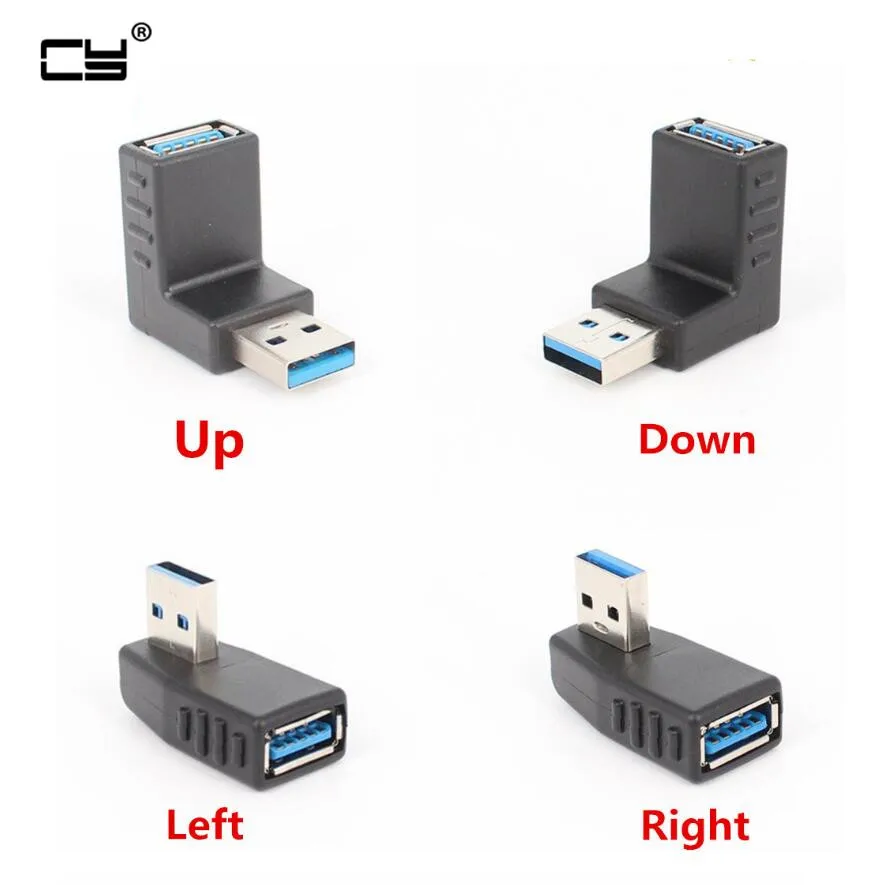 90 градусов USB 3 0 мужчина к гнезду левый и правый угловой адаптер AM/AF разъем для