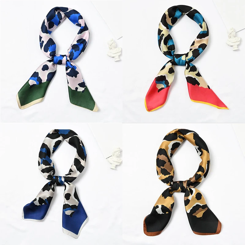 

yishine 20pcs Mix Colors Multifunction New Sexy Leopard Printed Women's Small Square Wraps Scarves Shaw Polyester Silk Scarf