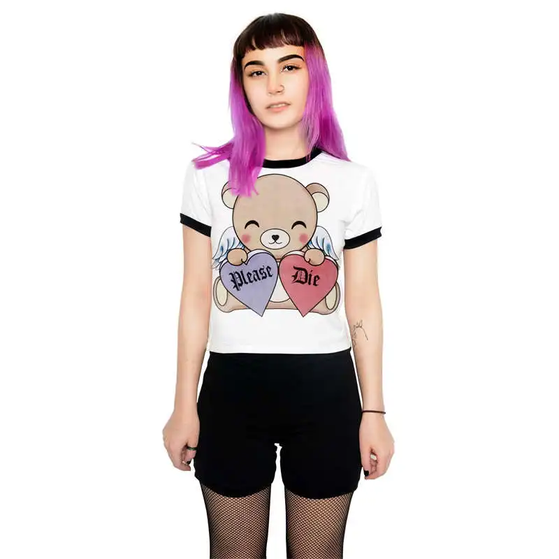 Summer Rock Punk T Shirt Women Streetwear Skull Unicorn Printed Short Sleeve Loose Black Harajuku Brand Tee Shirt Femme Top