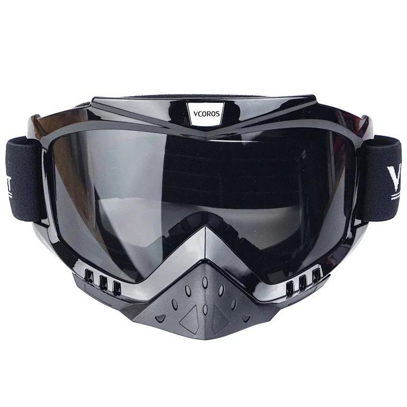 black lens vcoros Марка Gafas Moto rcycle очки шлем очки Moto шлемы очки маска очки для мотокросса Лыжный ветрозащитный eyewears - Цвет: black lens