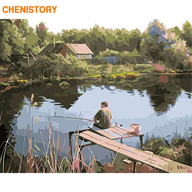 Картина для раскрашивания по номерам CHENISTORY рыбалки домашний декор | Дом и сад