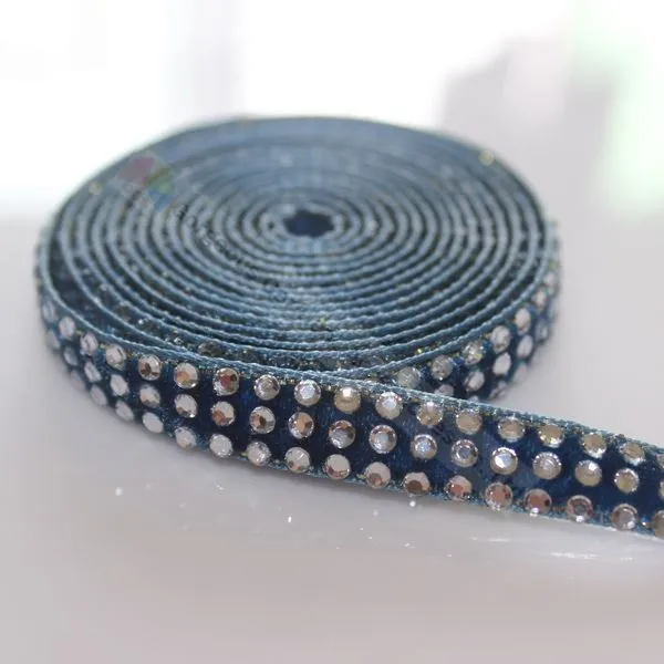 Лента для стразы из прозрачного белого бархата 10 ярдов 3 ряда Золотая лента