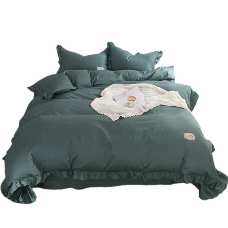 Комплект постельного белья из 100% хлопка с оборками | Дом и сад