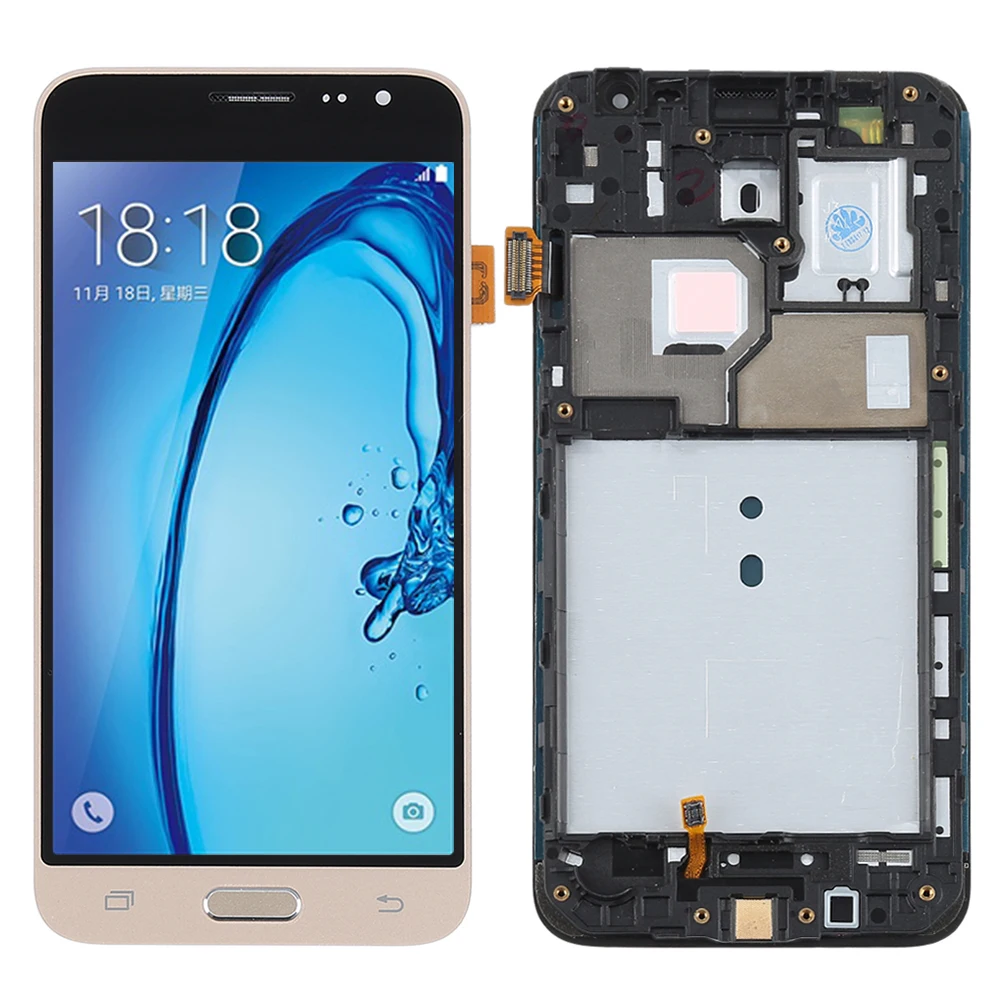 GOLD WITH FRAME Для samsung Galaxy J3 lcd J320 J320F SM-J320F дисплей кодирующий преобразователь сенсорного экрана в сборе Замена для samsung J3 J320 lcd - Цвет: GOLD WITH FRAME