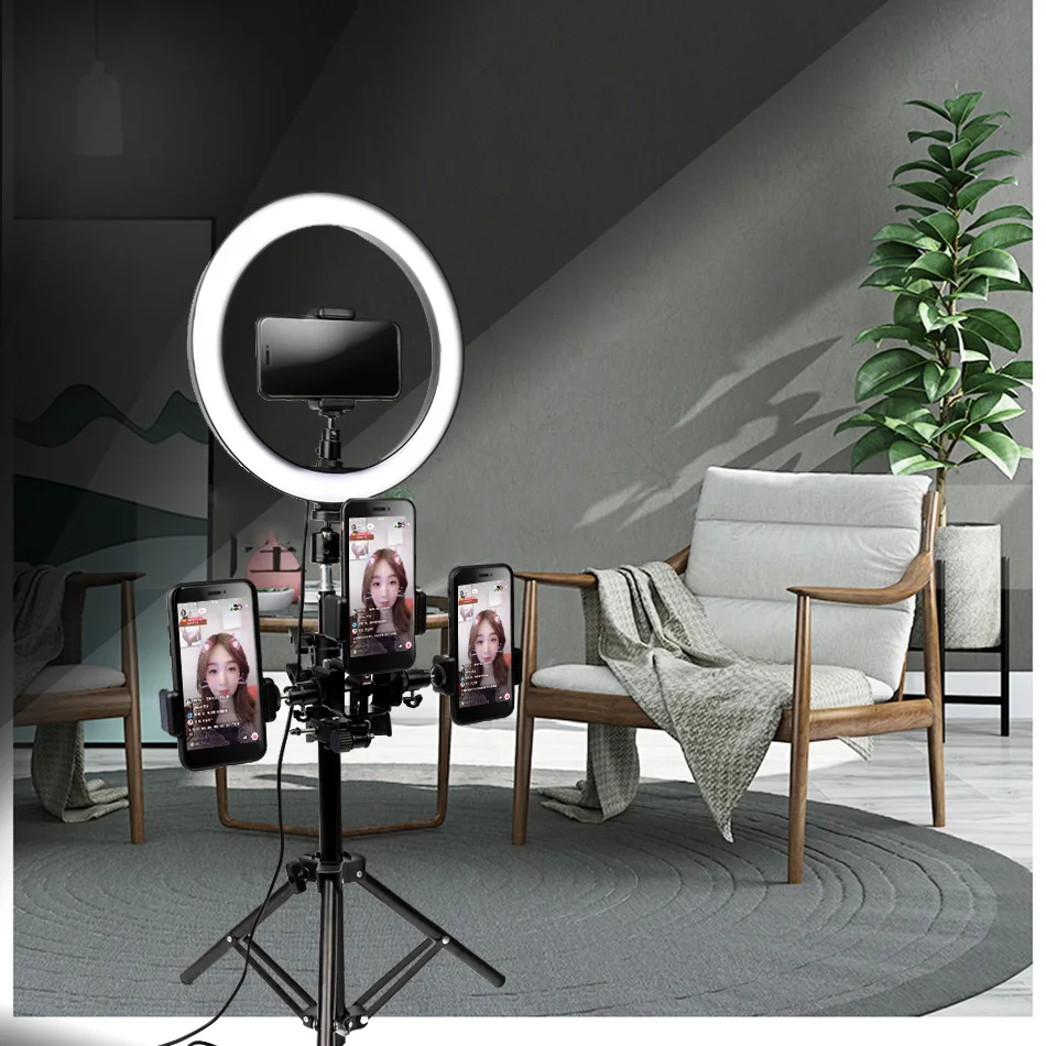 

10" 26cm LED Ring Light Photography Dimmable Selfie Light With Tripod Stand Phone Holder For YouTube Video/Makeup/Live/Stream