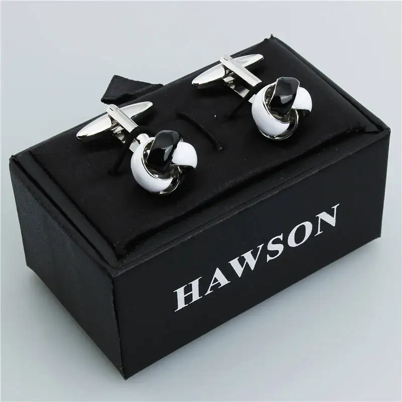 Черно-белые запонки в виде узла из нержавеющей стали ювелирные изделия для