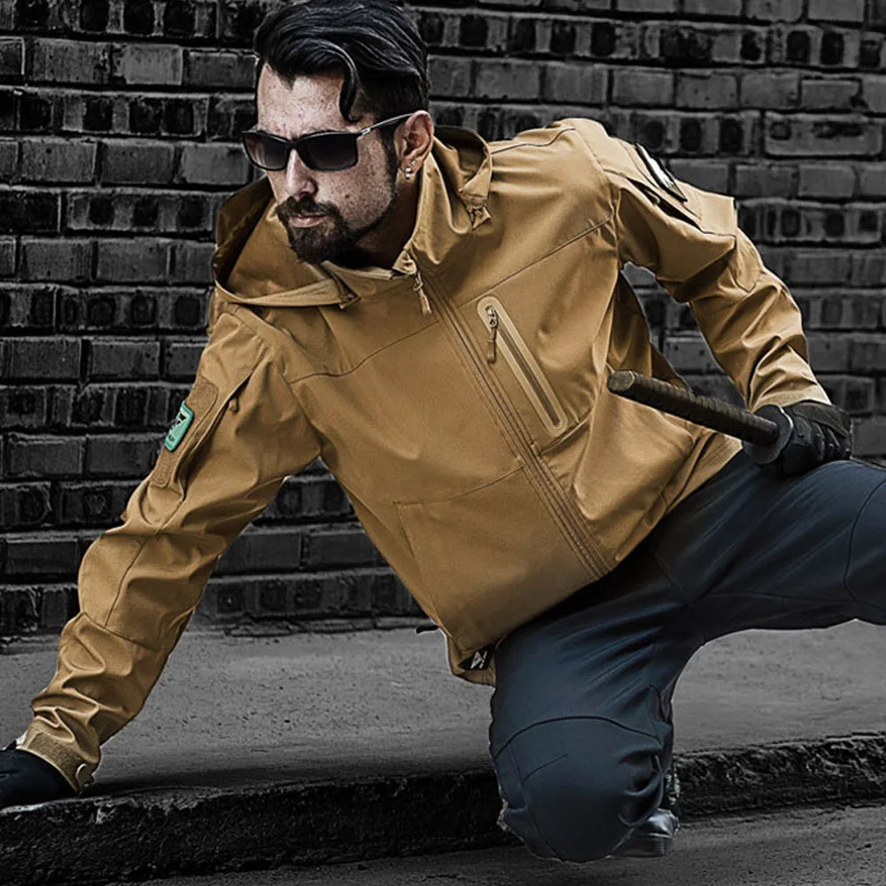 Уличный новый стиль мужская Мягкая оболочка из кожи акулы армейская тактическая