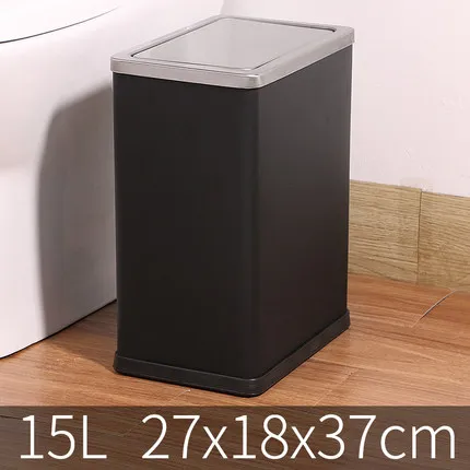 Black 15L Мусорная корзина из нержавеющей стали, 10 литров/2,6 галлонов, мусорная корзина для дома, ванной, кухни, отеля - Цвет: Black 15L