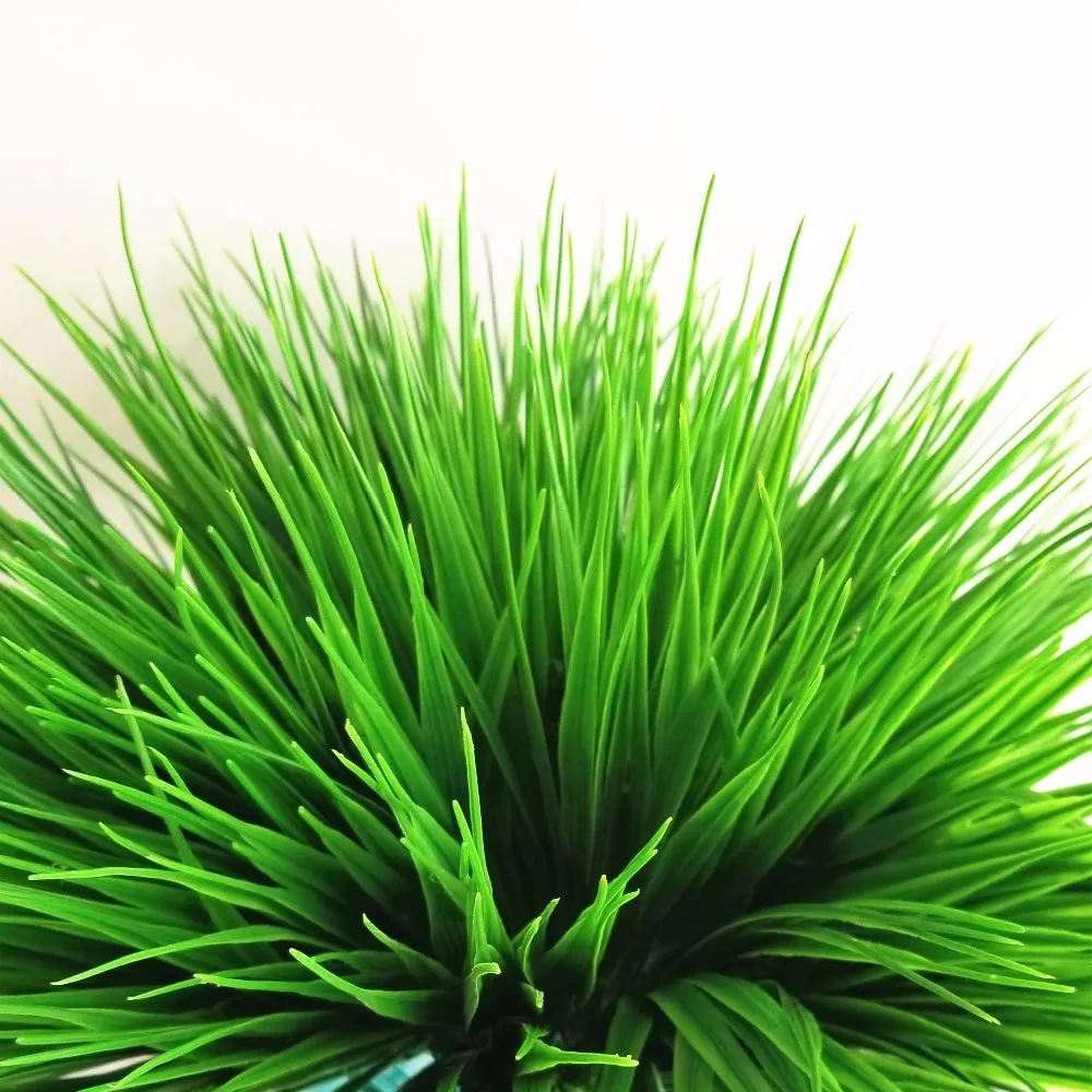 Лидер продаж 7 вилочные искусственные растения с зеленой травой для пластиковых