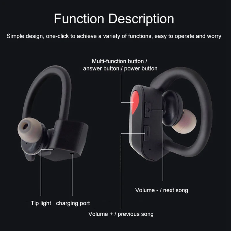 Bluetooth 4 2 беспроводная гарнитура наушники HIFI с крючком качественные