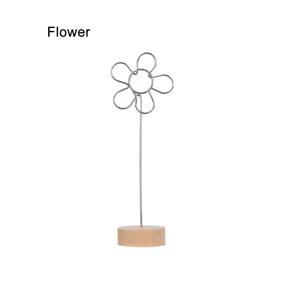 flower 1 шт. круглый домашний декор железные папки Сообщений держатель для карт фото клип деревянная рамка для фотографий - Цвет: flower