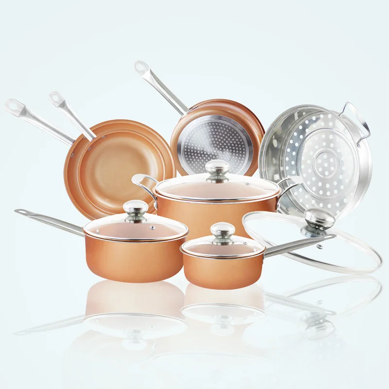 Grand Innovation copper Cookware 11 шт. ES Set Жесткий анодированный со стеклянной крышкой (KGI 2409