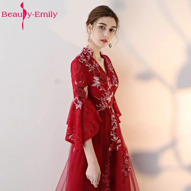 Женское вечернее платье трапеция Beauty Emily длинное винно красное для