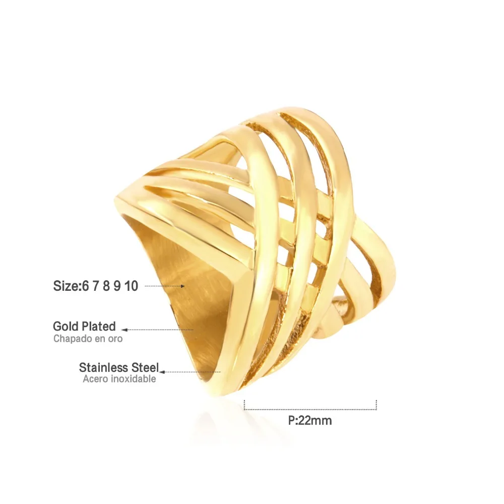 LUXUSTEEL Stainless Steel Rings Gold/Silver Color Size 8-10 Geometry Wedding Fashion Accessories Gift | Украшения и аксессуары