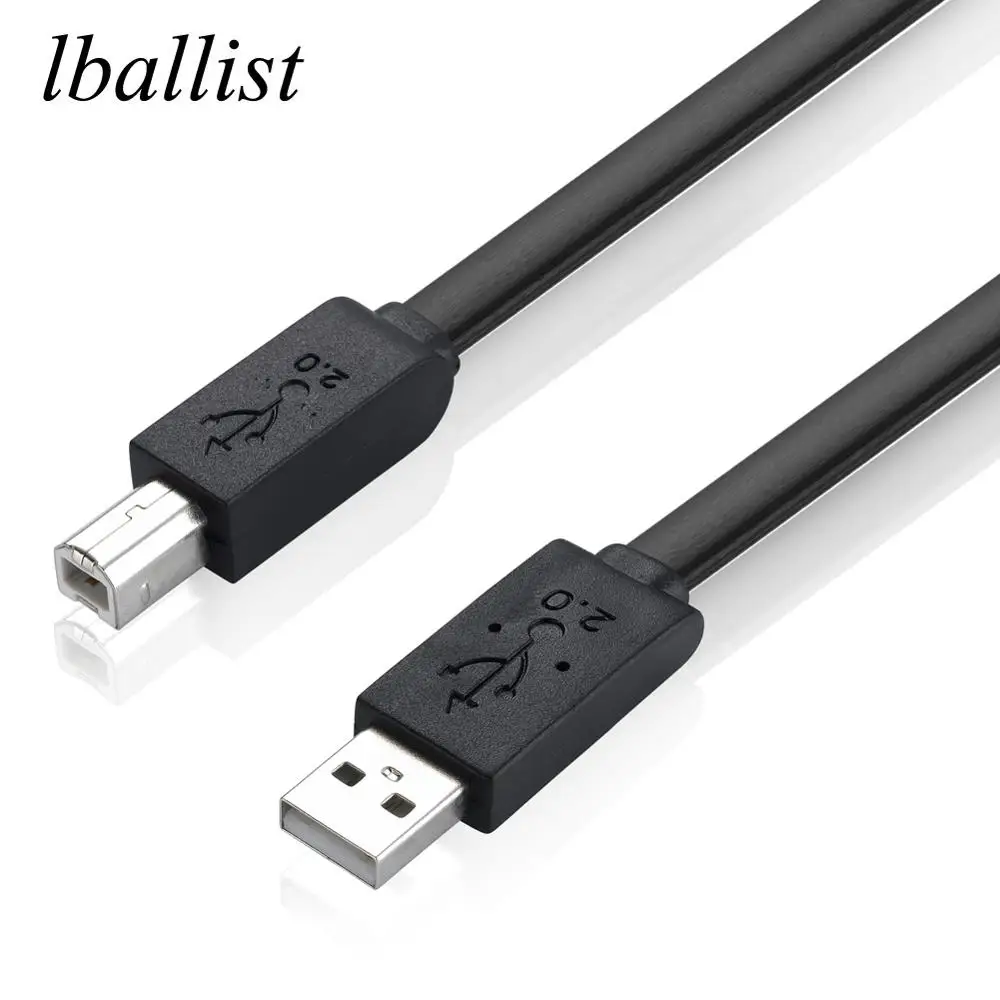 Lballist плоский USB 2,0 кабель для принтера type A Male to type B Мужской Чистый медный сердечник для принтера usb-концентратор