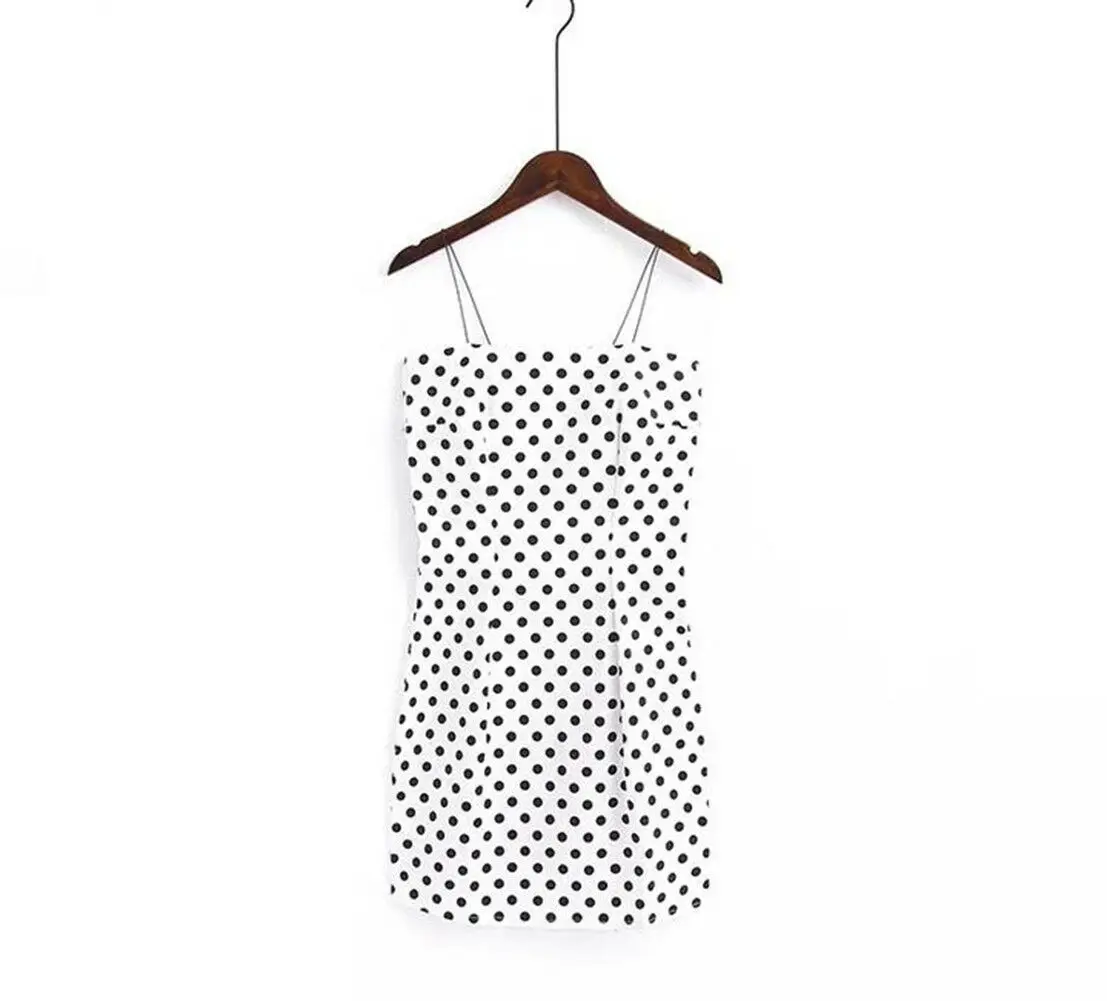

Women's Polka Dot Low-cut Bodycon Dress Ladies Evening Party Strap Short Mini Dress Slim Vestidos Pencil Dresses