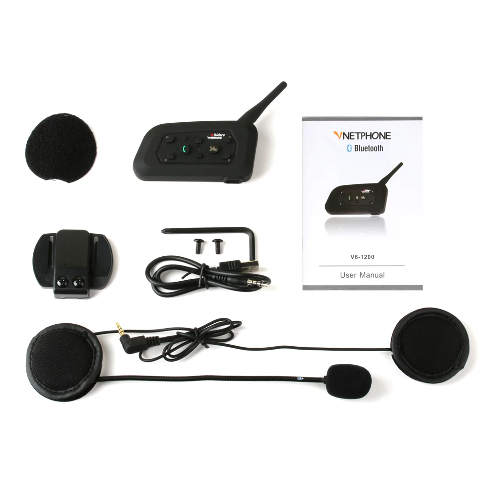 Vnetphone V6 1200 м Мотоциклетный Bluetooth шлем домофон полный дуплекс для 6 гонщиков BT беспроводной motocicleta переговорные гарнитуры