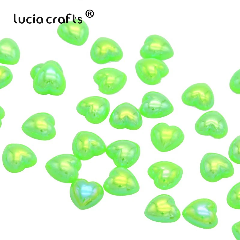 Продажа Lucia Crafts 100 шт. 10 мм бусины в форме сердца из АБС пластика с плоской обратной