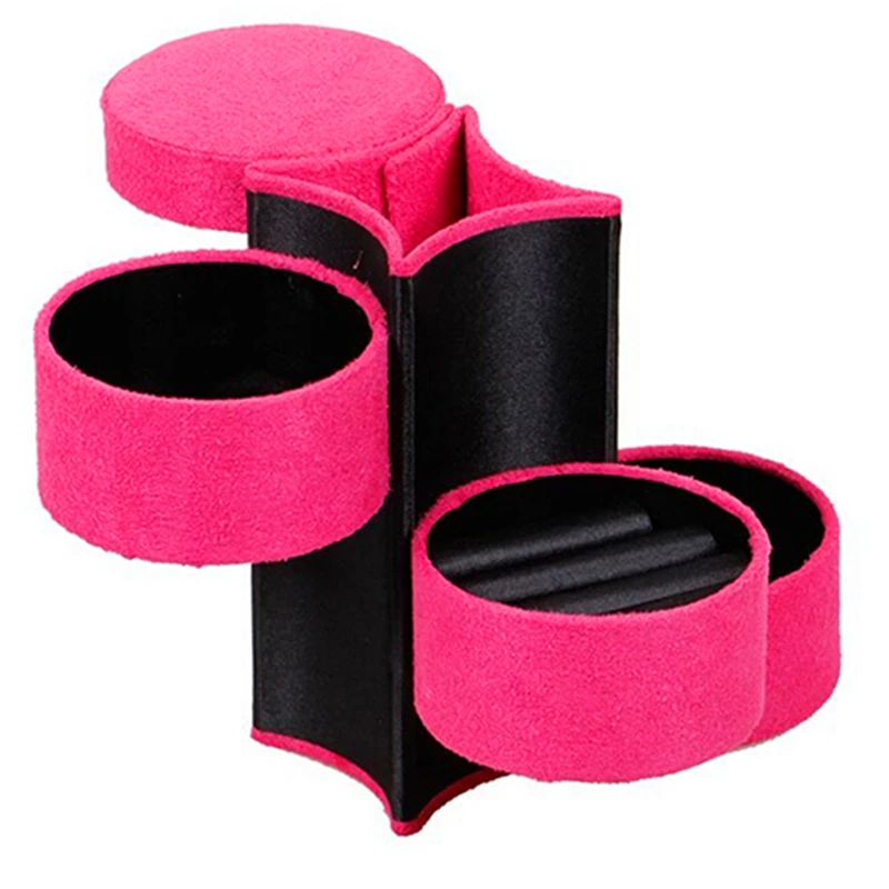 Портативный 3 уровневый цилиндрический Чехол органайзер для ювелирных