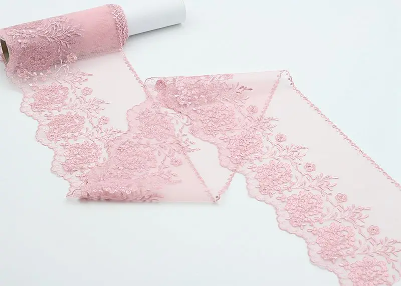 2 ярдов/партия 18 см широкая вышитая тюль сетка с кружевной отделкой кружевная