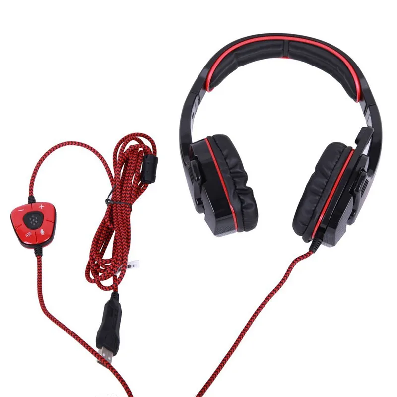 SADES SA901 за ухо USB проводной 7 1 Surround Шум отмена PC Gaming Headset с микрофоном для ПК